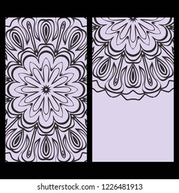 Ethnic Mandala ornament. Templates with mandalas. Vector illustration for congratulation or invitation. The front and rear side