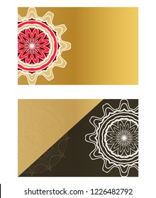 Ethnic Mandala ornament. Templates with mandalas. Vector illustration for congratulation or invitation. The front and rear side.