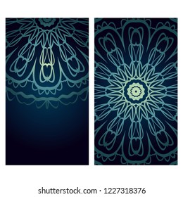 Ethnic Mandala ornament. Templates with mandalas. Vector illustration for congratulation or invitation. The front and rear side.