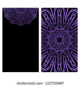 Ethnic Mandala ornament. Templates with mandalas. Vector illustration for congratulation or invitation. The front and rear side.