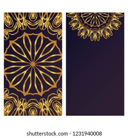 Ethnic Mandala ornament. Templates with mandalas. Vector illustration for congratulation or invitation. The front and rear side.