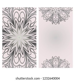 Ethnic Mandala ornament. Templates with mandalas. Vector illustration for congratulation or invitation. The front and rear side.