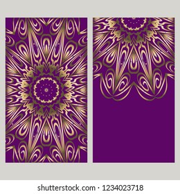 Ethnic Mandala ornament. Templates with mandalas. Vector illustration for congratulation or invitation. The front and rear side.