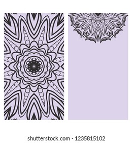 Ethnic Mandala ornament. Templates with mandalas. Vector illustration for congratulation or invitation. The front and rear side.