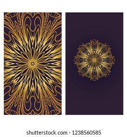 Ethnic Mandala ornament. Templates with mandalas. Vector illustration for congratulation or invitation. The front and rear side.