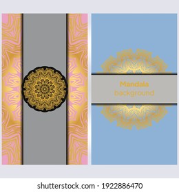 Ethnic Mandala ornament. Templates with mandalas. Vector illustration for congratulation or invitation.