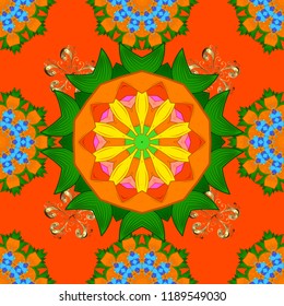 Ethnic Mandala ornament. Vector Henna tattoo style. Indian floral paisley medallion pattern. Can be used for textile, greeting card, coloring book, phone case print.