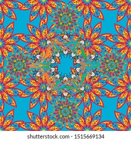 Ethnic Mandala ornament. Vector Henna tattoo style. Can be used for textile, greeting card, coloring book, phone case print. Indian floral paisley medallion pattern.