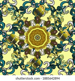 Ethnic Mandala ornament. Vector Henna tattoo style. Indian floral paisley medallion pattern. Can be used for textile, greeting card, coloring book, phone case print.