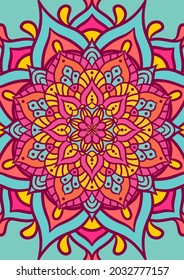 Ethnic Mandala Round Ornament Pattern With Colorful, Mandala Vector Background, Decorative Pattern
