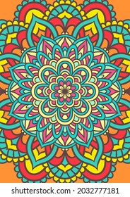 Ethnic Mandala Round Ornament Pattern With Colorful, Mandala Vector Background, Decorative Pattern