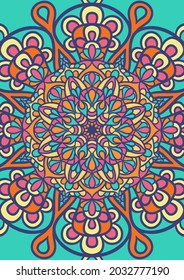 Ethnic Mandala Round Ornament Pattern With Colorful, Mandala Vector Background, Decorative Pattern