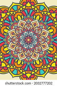 Ethnic Mandala Round Ornament Pattern With Colorful, Mandala Vector Background, Decorative Pattern