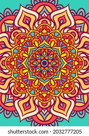 Ethnic Mandala Round Ornament Pattern With Colorful, Mandala Vector Background, Decorative Pattern