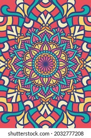 Ethnic Mandala Round Ornament Pattern With Colorful, Mandala Vector Background, Decorative Pattern