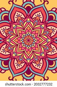 Ethnische Mandala-Ornament-Muster mit buntem, Mandala-Vektorhintergrund, dekoratives Muster