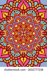 Ethnic Mandala Round Ornament Pattern With Colorful, Mandala Vector Background, Decorative Pattern