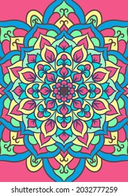 Ethnic Mandala Round Ornament Pattern With Colorful, Mandala Vector Background, Decorative Pattern