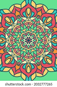 Patrón De Ornamento De Ronda De Mandala Étnica Con Fondo Vector De Mandala Colorido, Patrón Decorativo