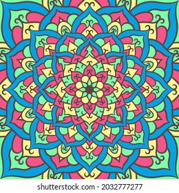 Patrón De Ornamento De Ronda De Mandala Étnica Con Fondo Vector De Mandala Colorido, Patrón Decorativo