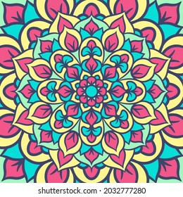 Patrón De Ornamento De Ronda De Mandala Étnica Con Fondo Vector De Mandala Colorido, Patrón Decorativo