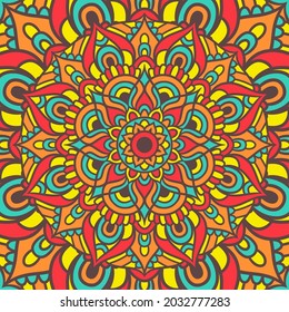 Ethnic Mandala Round Ornament Pattern With Colorful, Mandala Vector Background, Decorative Pattern