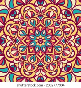 Ethnic Mandala Round Ornament Pattern With Colorful, Mandala Vector Background, Decorative Pattern