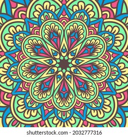 Ethnic Mandala Round Ornament Pattern With Colorful, Mandala Vector Background, Decorative Pattern