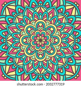 Patrón De Ornamento De Ronda De Mandala Étnica Con Fondo Vector De Mandala Colorido, Patrón Decorativo