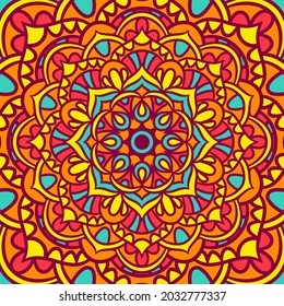 Ethnische Mandala-Ornament-Muster mit buntem, Mandala-Vektorhintergrund, dekoratives Muster