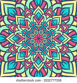 Patrón De Ornamento De Ronda De Mandala Étnica Con Fondo Vector De Mandala Colorido, Patrón Decorativo