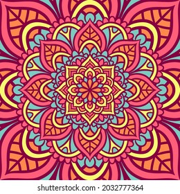 Ethnic Mandala Round Ornament Pattern With Colorful, Mandala Vector Background, Decorative Pattern
