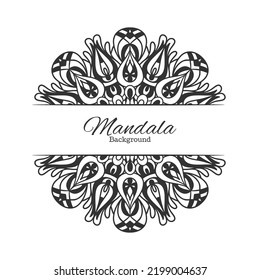 Ethnische Mandala-Ornament-Muster mit Textbereich auf weißem Hintergrund