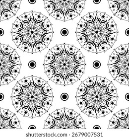 Ethnic Mandala Seamless Pattern, Arabic and Tribal Style, fabric pattern