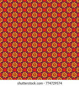 Ethnic Mandala seamless pattern. Can be used for textile, greeting card, coloring book, phone case print. Vector Henna tattoo style. Yellow, purple and neutral Indian floral paisley medallion.