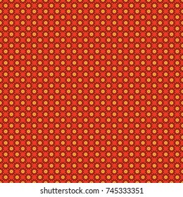 Ethnic Mandala seamless pattern in yellow, red and orange colors. Vector Indian floral paisley medallion seamless pattern.