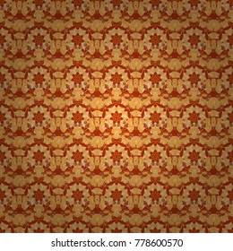 Ethnic Mandala seamless pattern in yellow, white and orange colors. Vector Indian floral paisley medallion seamless pattern.