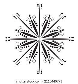 Ethnische mandalische Formdruck, einfaches Blumenmandala Muster für die Färbung von Buchseiten, Tattooprints und dekorative Briefmarken. 