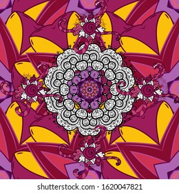 Ethnic Mandala towel. Vector Henna style. Border Indian floral Paisley patten. Seamless ornament print. Can be used for greeting business card background, coloring book, backdrop, textile.