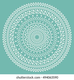 Ethnic mandala. Tribal hand drawn line geometric seamless pattern. Border. Doodles. Native vector illustration. Background. African mexican indian oriental ornament. Henna tattoo style. Circle