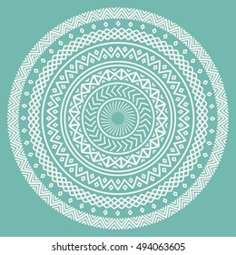 Ethnic Mandala. Tribal Hand Drawn Line Geometric Seamless Pattern. Border. Doodles. Native Vector Illustration. Background. African Mexican Indian Oriental Ornament. Henna Tattoo Style. Circle