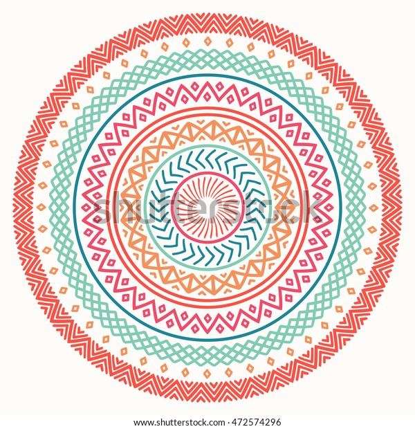 Ethnic mandala. Tribal hand drawn line geometric\
seamless pattern. Border. Doodles. Native vector illustration.\
Background. African, mexican, indian, oriental ornament. Henna\
tattoo style. Circle