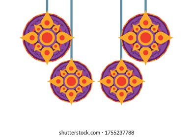 ethnic mandalas indu style hanging vector illustration design