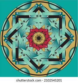Ethnic mandalas, metallic effect in vector
