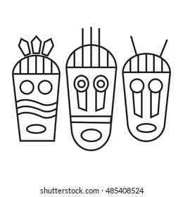 Ethnic masks flat icons