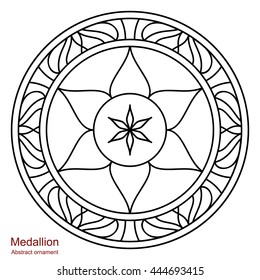 Ethnic medallion. Vintage decorative elements. Mandala on white background. Round hand-drawing. Oriental style, India, Arab, Islam, ottoman motifs. Coloring book for adults. 