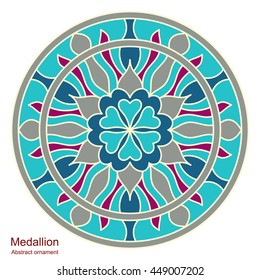 Ethnic medallion. Vintage decorative elements. Mandala on white background. Round hand-drawing. Oriental style, India, Arab, Islam, ottoman motifs.