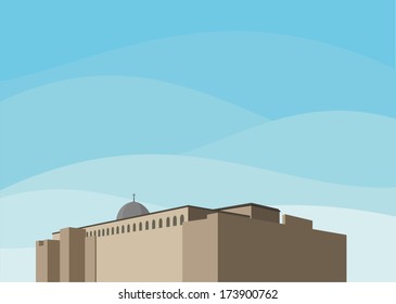 ethnic Mediterranean fortress with dome