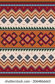 Ethnic Mexican Blanket, Rug Seamless Vector Pattern. Colorful Carpet Ornament. Tribal, Aztec Colorful Background. Cinco De Mayo Design Concept. Southwestern Decor Style.