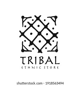 Ethnic mexican decor. Handmade background for your design. Tribal tatto element. Vector illustration